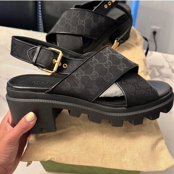 Gucci Black Platform Sandals with Crossover Design
Authentic - Picture 3 of 3